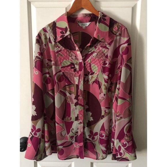 Women's Plus Size Blouse Flower Abstract Design Multi-color Shirt 2X - Picture 3 of 9